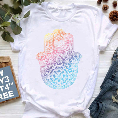 Olivenorma Buddha Yoga Meditation Top Colorful Printed T-Shirt