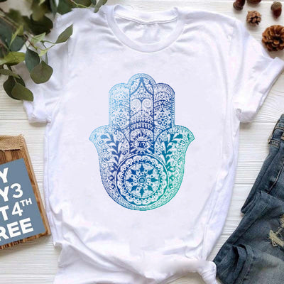 Olivenorma Buddha Yoga Meditation Top Colorful Printed T-Shirt