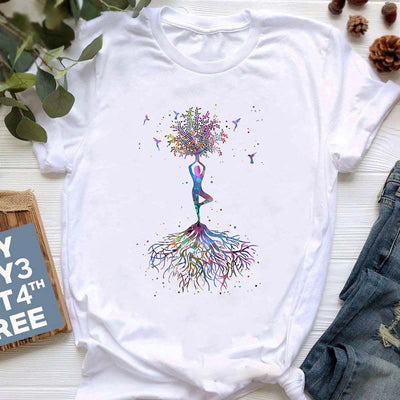 Olivenorma Buddha Yoga Meditation Top Colorful Printed T-Shirt