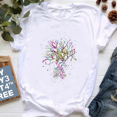 Olivenorma Buddha Yoga Meditation Top Colorful Printed T-Shirt