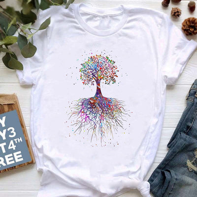 Olivenorma Buddha Yoga Meditation Top Colorful Printed T-Shirt