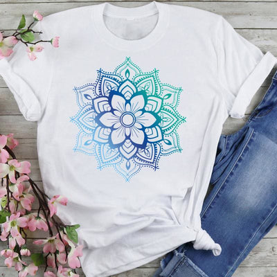 Olivenorma Chenille Colorful Lotus Elephant Printed T-shirt