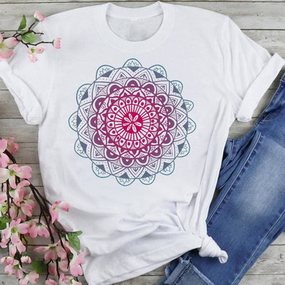 Olivenorma Chenille Colorful Lotus Elephant Printed T-shirt
