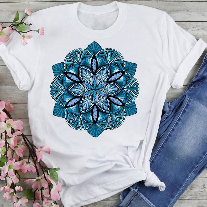 Olivenorma Chenille Colorful Lotus Elephant Printed T-shirt