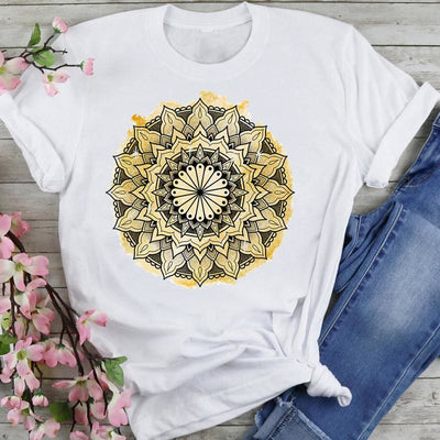 Olivenorma Chenille Colorful Lotus Elephant Printed T-shirt