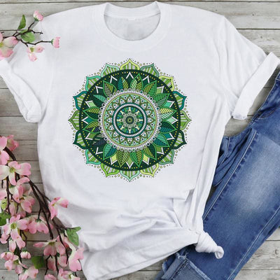 Olivenorma Chenille Colorful Lotus Elephant Printed T-shirt