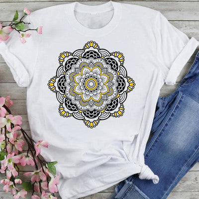 Olivenorma Chenille Colorful Lotus Elephant Printed T-shirt