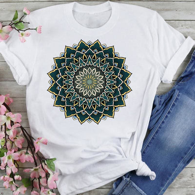 Olivenorma Chenille Colorful Lotus Elephant Printed T-shirt