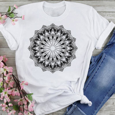 Olivenorma Chenille Colorful Lotus Elephant Printed T-shirt