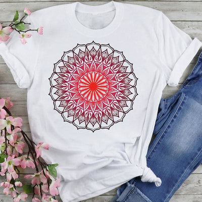 Olivenorma Chenille Colorful Lotus Elephant Printed T-shirt