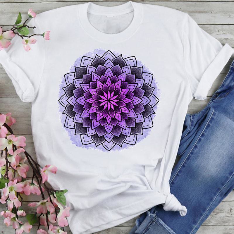 Olivenorma Chenille Colorful Lotus Elephant Printed T-shirt