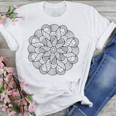 Olivenorma Chenille Colorful Lotus Elephant Printed T-shirt