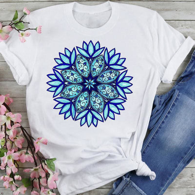 Olivenorma Chenille Colorful Lotus Elephant Printed T-shirt