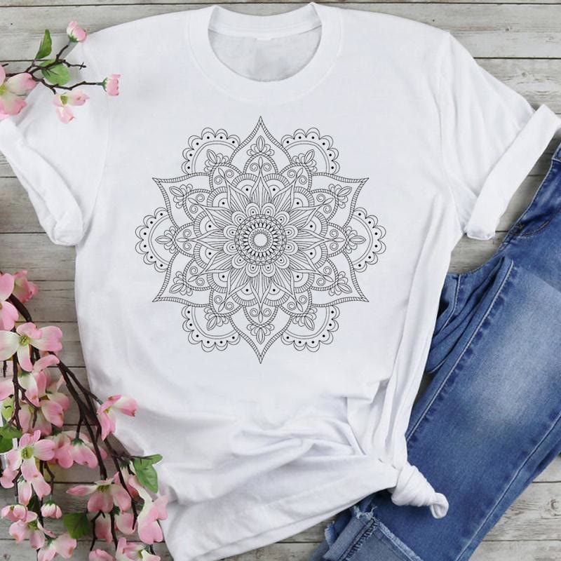 Olivenorma Chenille Colorful Lotus Elephant Printed T-shirt
