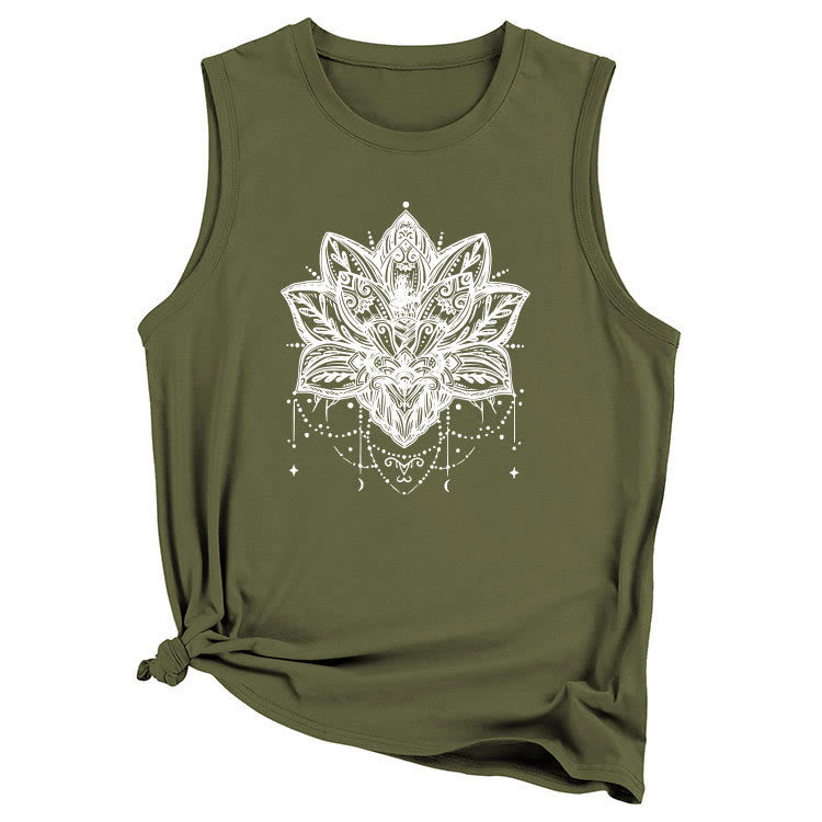 Olivenorma Lotus Printed Sleeveless Large Vest T-Shirt