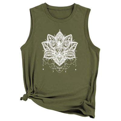 Olivenorma Lotus Printed Sleeveless Large Vest T-Shirt