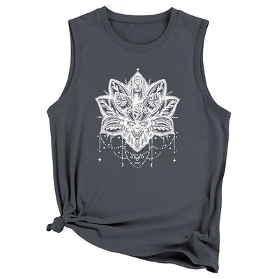 Olivenorma Lotus Printed Sleeveless Large Vest T-Shirt