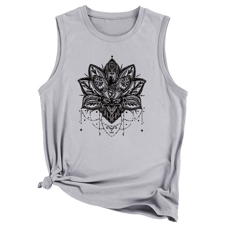 Olivenorma Lotus Printed Sleeveless Large Vest T-Shirt
