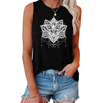 Olivenorma Lotus Printed Sleeveless Large Vest T-Shirt