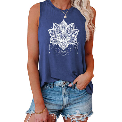 Olivenorma Lotus Printed Sleeveless Large Vest T-Shirt