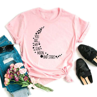 Olivenorma Polyester Black Moon Lotus Printed Pink T-Shirt