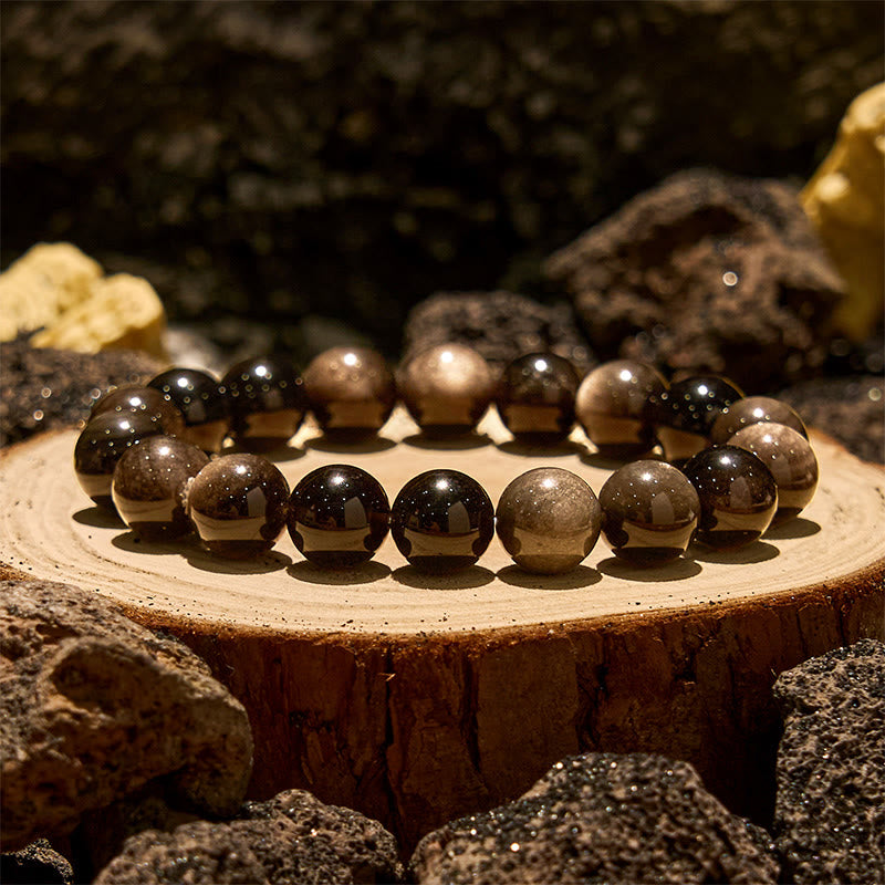 Olivenorma 6/8/10mm Natural Silver Obsidian Beaded Bracelet
