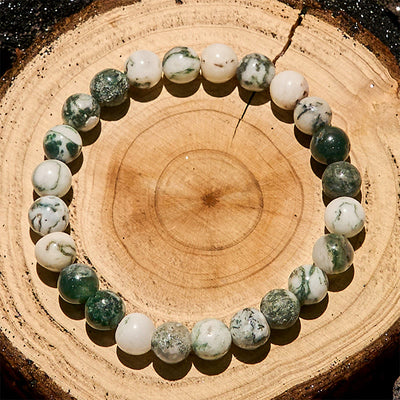 Olivenorma 8mm Natural Moss Agate Beads Bracelet