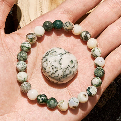 Olivenorma 8mm Natural Moss Agate Beads Bracelet