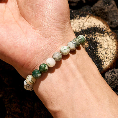 Olivenorma 8mm Natural Moss Agate Beads Bracelet