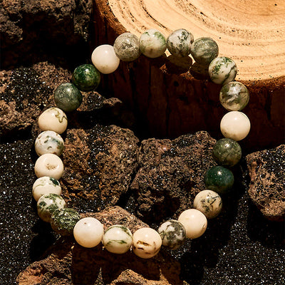 Olivenorma 8mm Natural Moss Agate Beads Bracelet