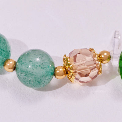 Olivenorma Clear Glass Green Aventurine Heart Pendant Bracelet