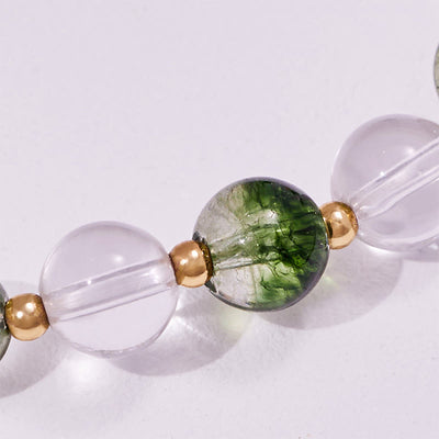 Olivenorma Green Phantom Quartz Beads Moon Pendant Bracelet