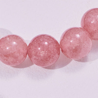 Olivenorma Strawberry Quartz Silver Obsidian Beaded Bracelet