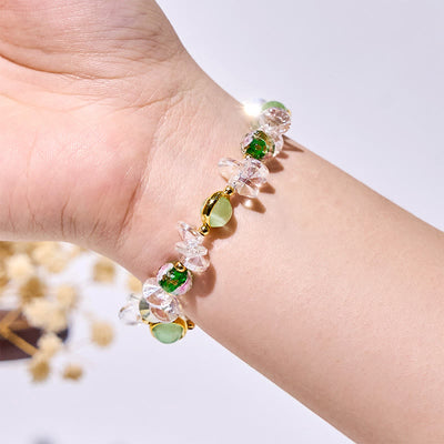 Olivenorma Green Cat's Eye Stone Glaze Beaded Bracelet