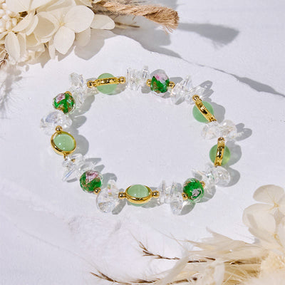 Olivenorma Green Cat's Eye Stone Glaze Beaded Bracelet