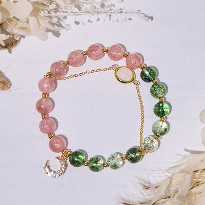Olivenorma Green Phantom Quartz & Strawberry Quartz Beads Bracelet