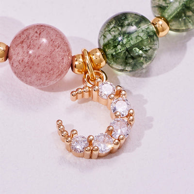 Olivenorma Green Phantom Quartz & Strawberry Quartz Beads Bracelet