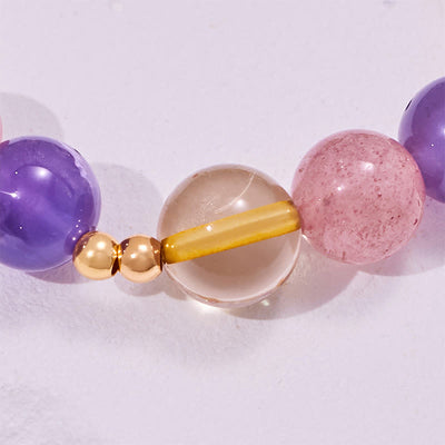 Olivenorma Amethyst Citrine Strawberry Quartz Beads Bracelet