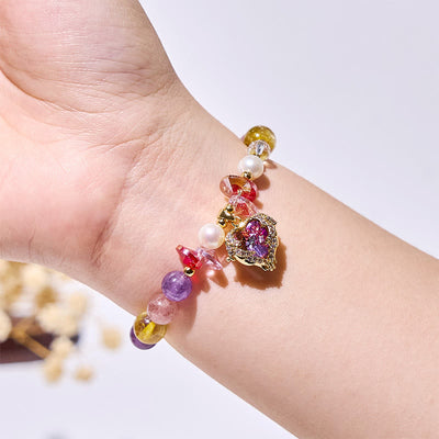 Olivenorma Amethyst Citrine Strawberry Quartz Beads Bracelet
