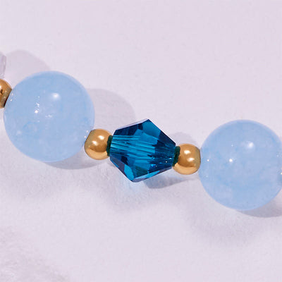 Olivenorma Aquamarine Clear Glass Beaded Whale Tail Bracelet