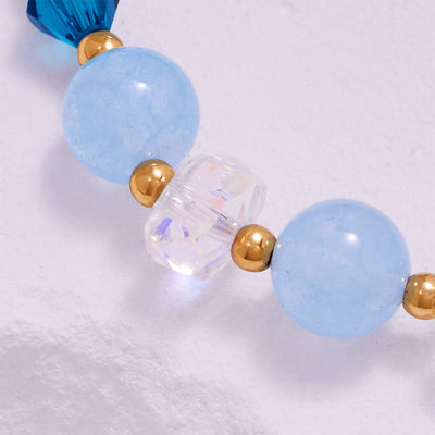Olivenorma Aquamarine Clear Glass Beaded Whale Tail Bracelet