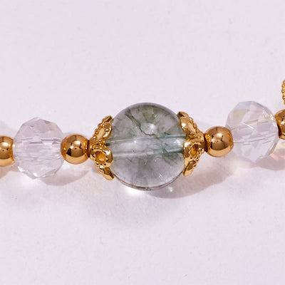 Olivenorma Green Phantom Quartz Clear Glass Beads Bracelet