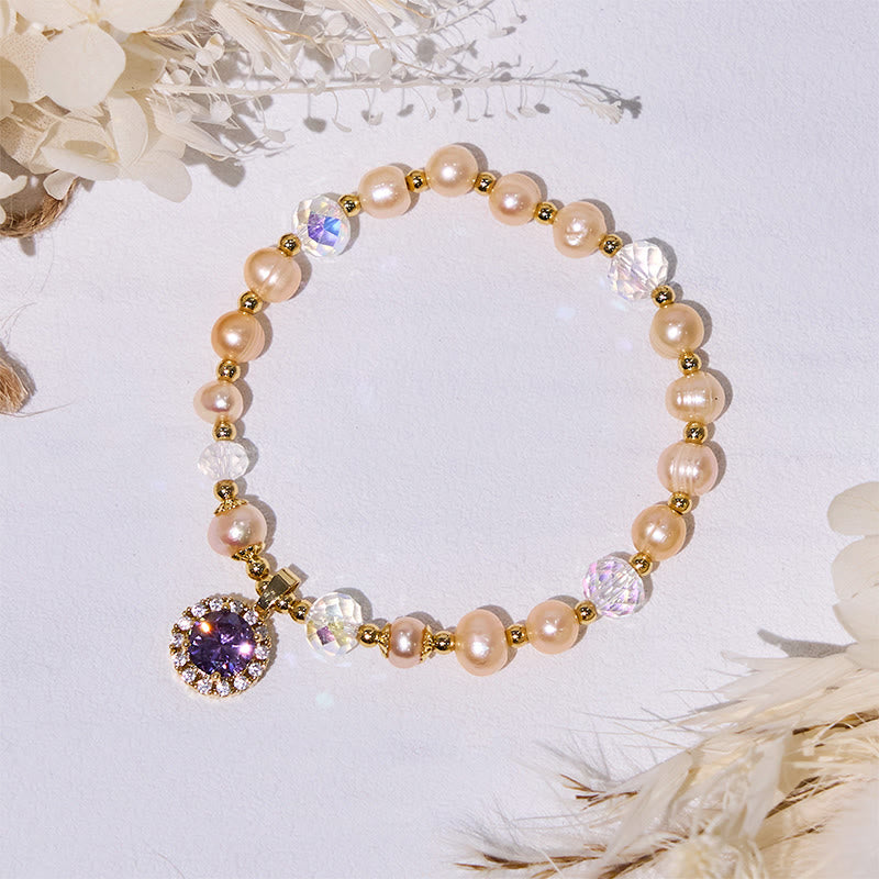 Olivenorma Freshwater Pearl Beads Amethyst Pendant Bracelet