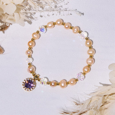 Olivenorma Freshwater Pearl Beads Amethyst Pendant Bracelet