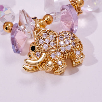 Olivenorma Amethyst Clear Glass Beads Elephant Pendant Bracelet