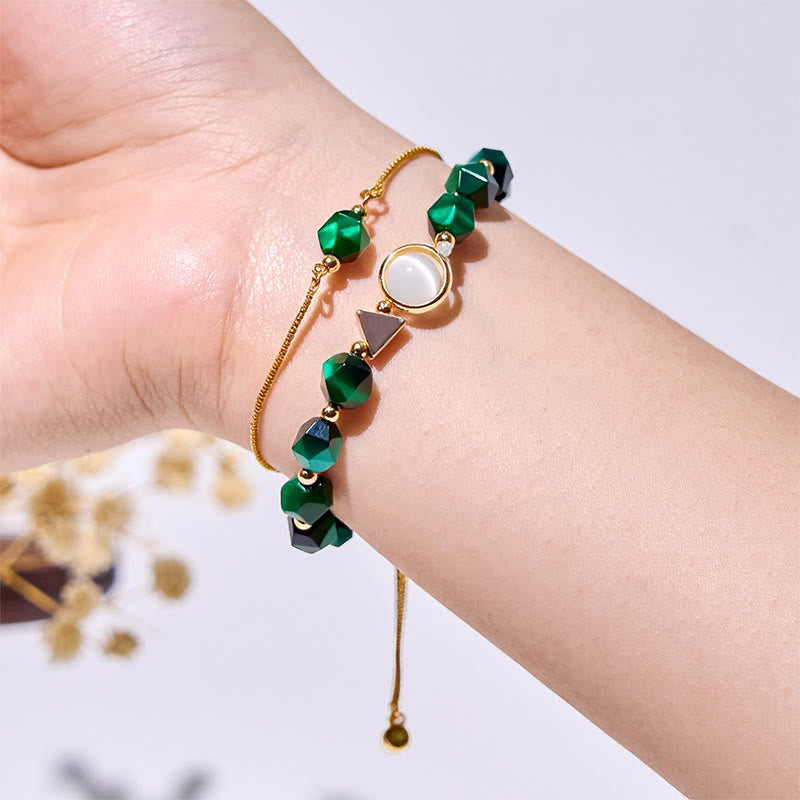 Olivenorma Faceted Green Tiger Eye Beaded Bracelet