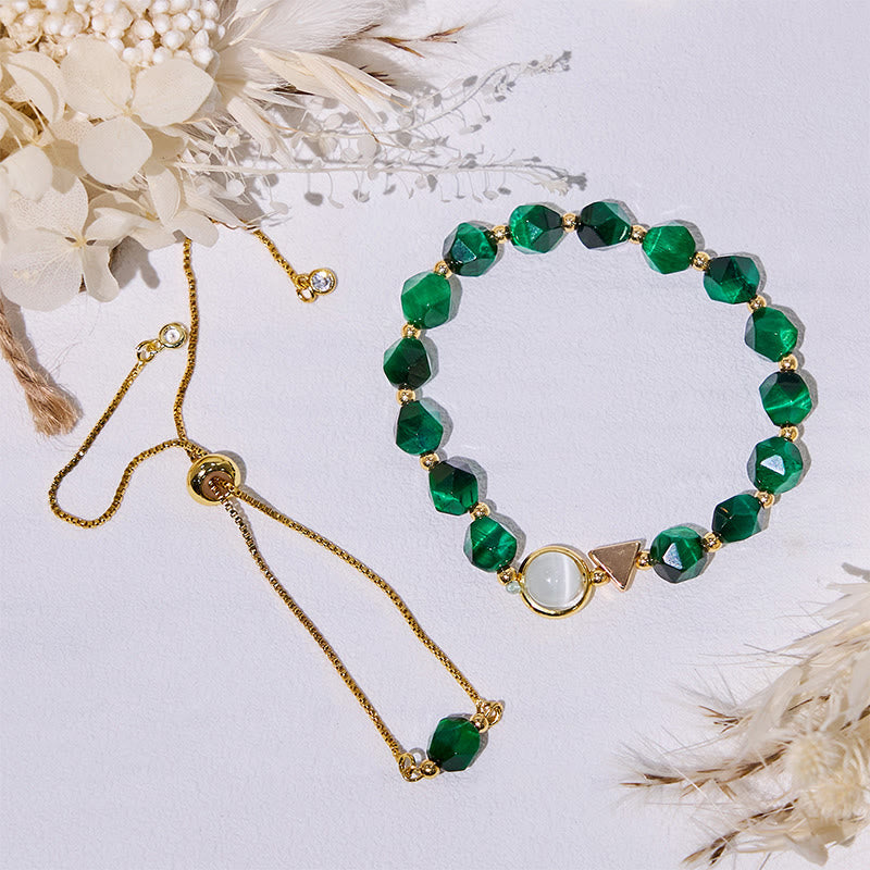 Olivenorma Faceted Green Tiger Eye Beaded Bracelet