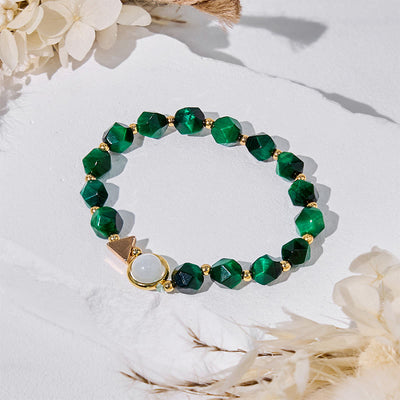 Olivenorma Faceted Green Tiger Eye Beaded Bracelet