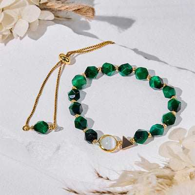 Olivenorma Faceted Green Tiger Eye Beaded Bracelet