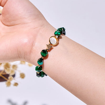 Olivenorma Faceted Green Tiger Eye Beaded Bracelet